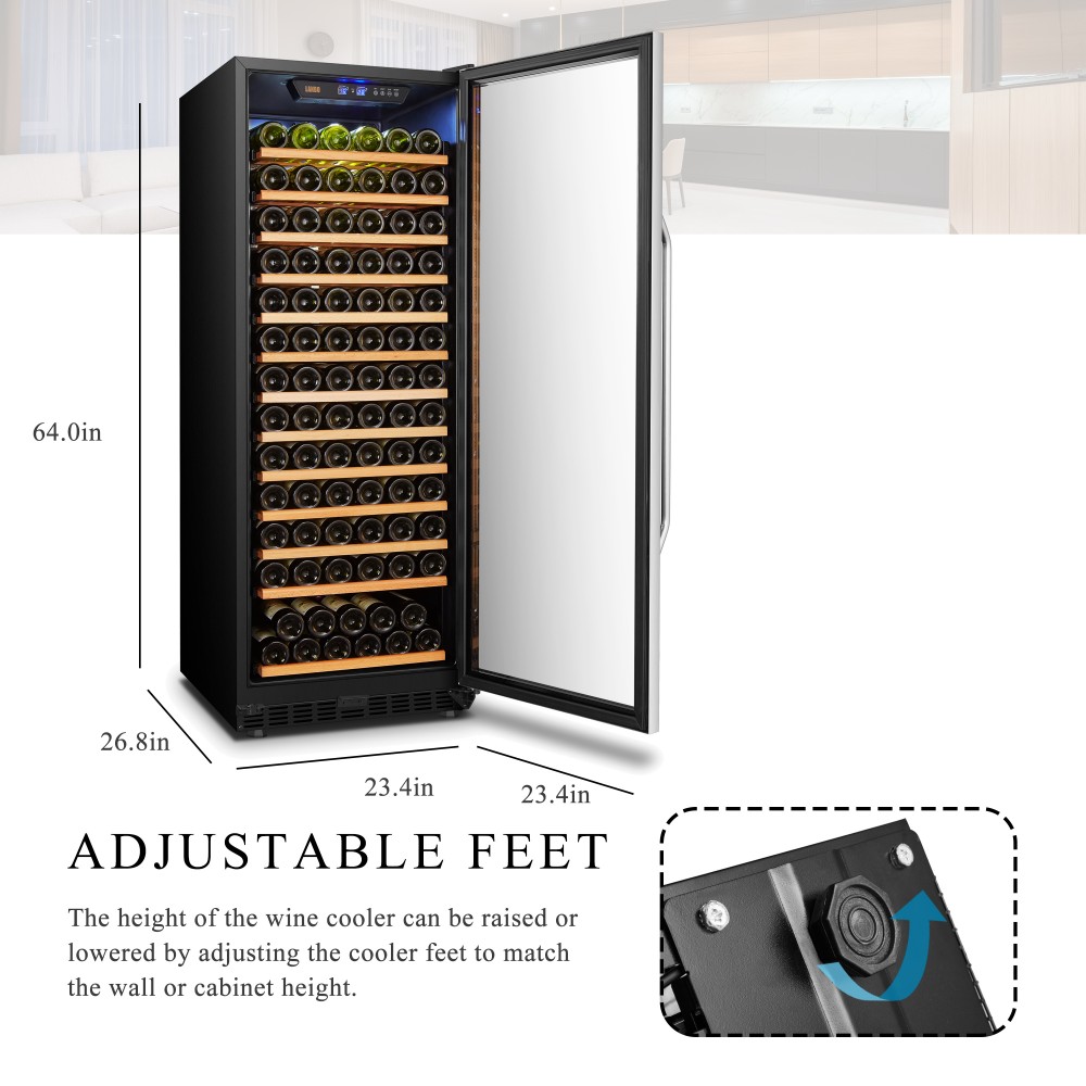 LANBO Wine Chiller, 149 Bottle Single Zone Red Wine Cellar Fridge Built